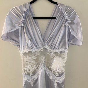 Fashion Classic Baby Blue Lace Midi Dress